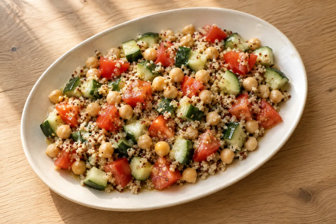 Chickpea & quinoa rainbow bowl — serving suggestion
