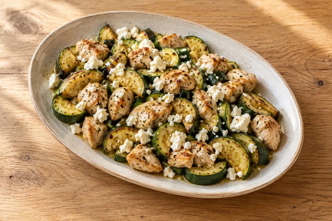 Turkey, courgette & feta skillet — serving suggestion