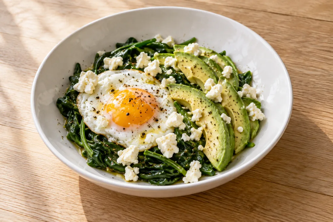 Egg, avocado & feta bowl — serving suggestion