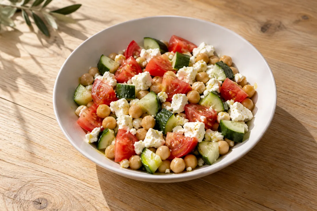 Chickpea, feta & tomato bowl — serving suggestion