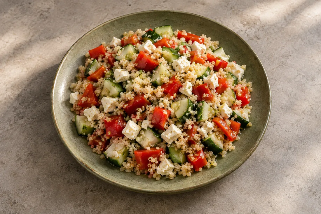 Quinoa, pepper & feta salad — serving suggestion