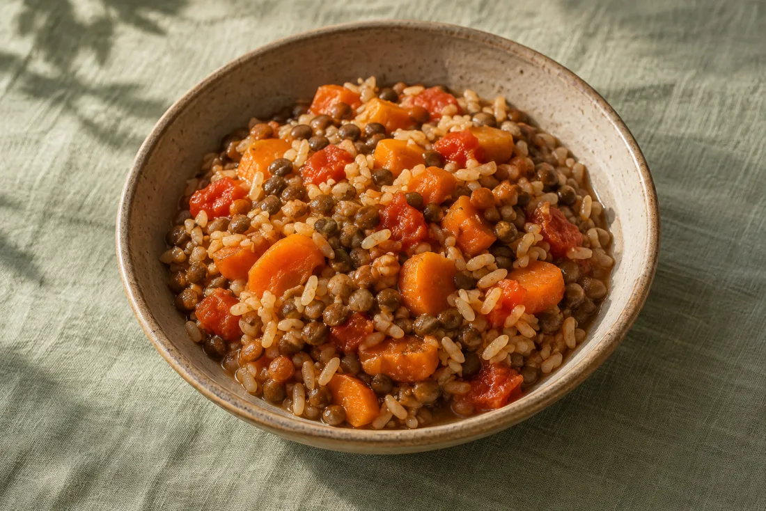 Lentil & vegetable pot — serving suggestion