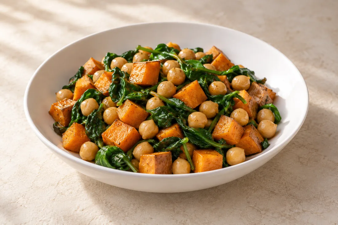 Warm chickpea & sweet potato salad — serving suggestion