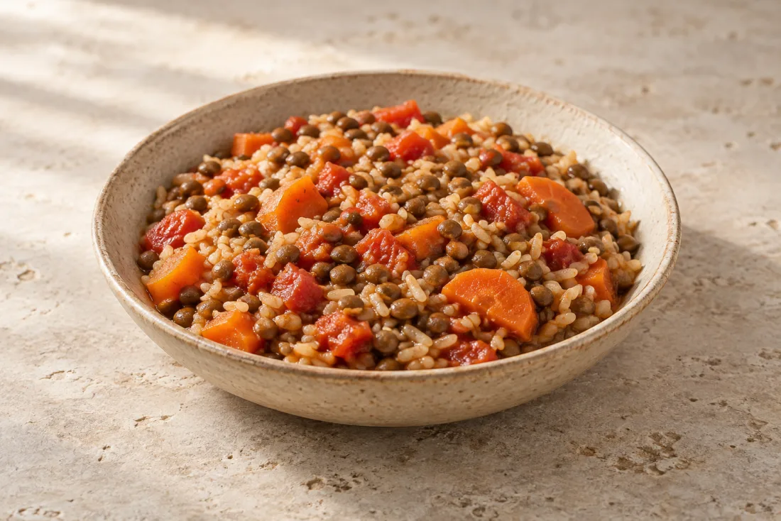 Lentil & vegetable pot — serving suggestion