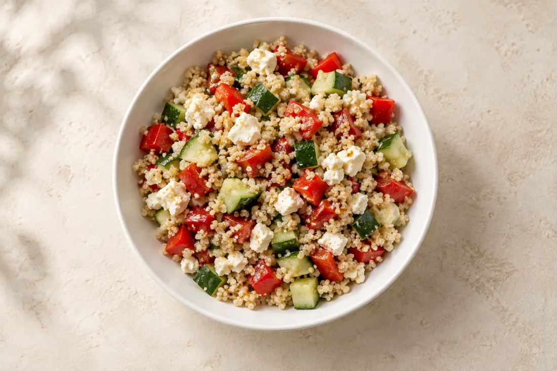 Quinoa, pepper & feta salad — serving suggestion