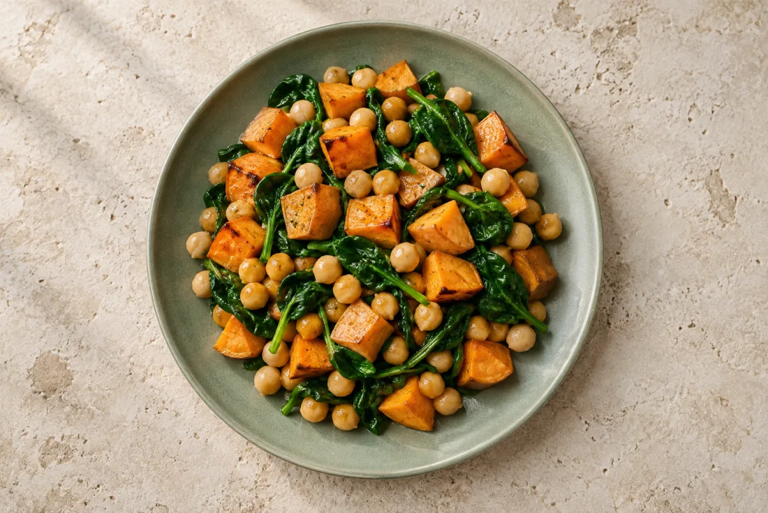 Warm chickpea & sweet potato salad — serving suggestion