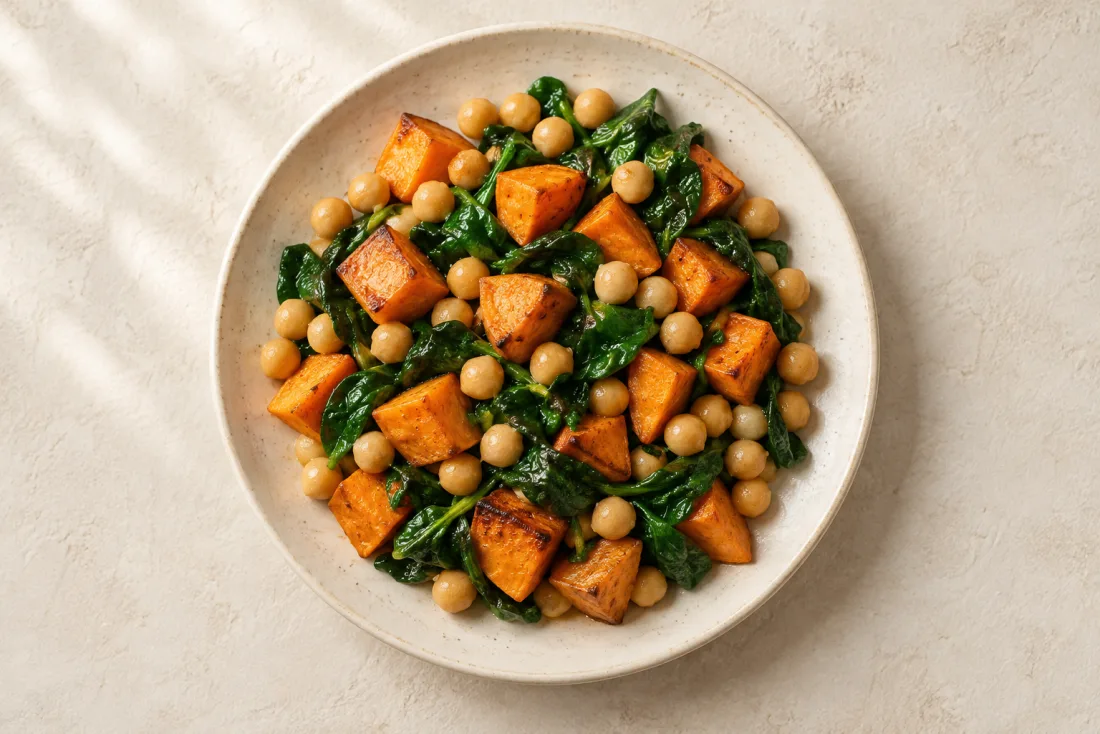Warm chickpea & sweet potato salad — serving suggestion