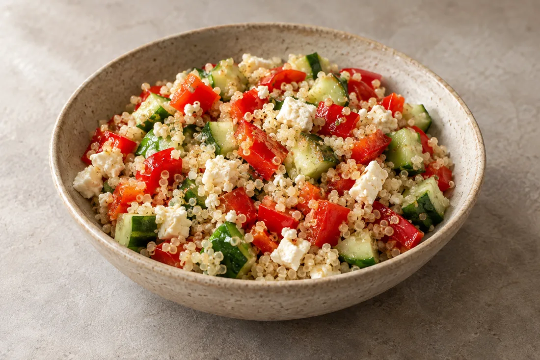 Quinoa, pepper & feta salad — serving suggestion