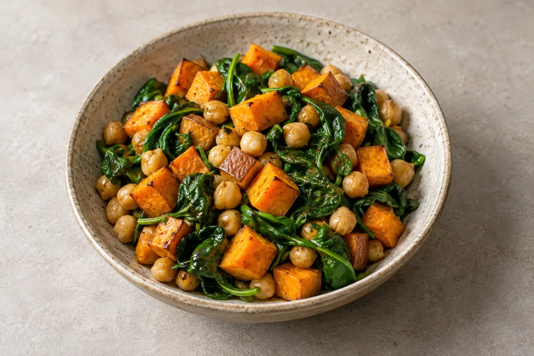 Warm chickpea & sweet potato salad — serving suggestion