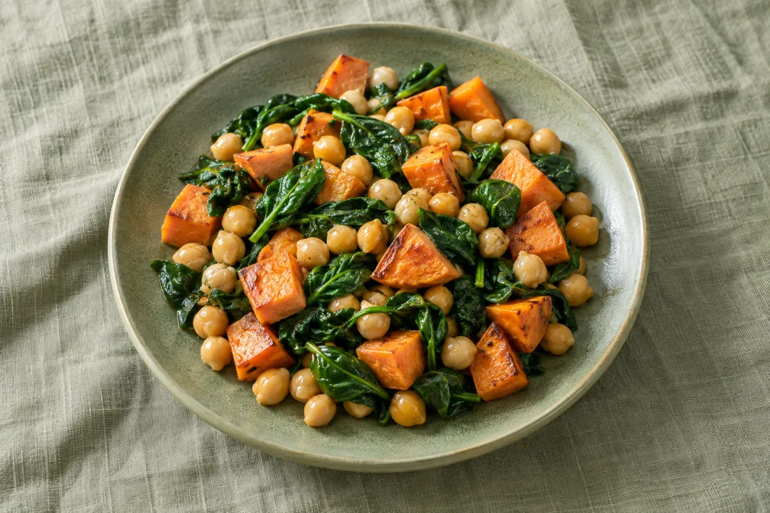 Warm chickpea & sweet potato salad — serving suggestion