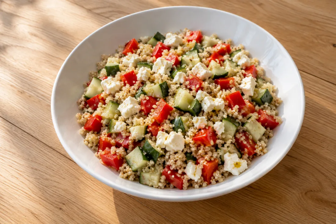 Quinoa, pepper & feta salad — serving suggestion