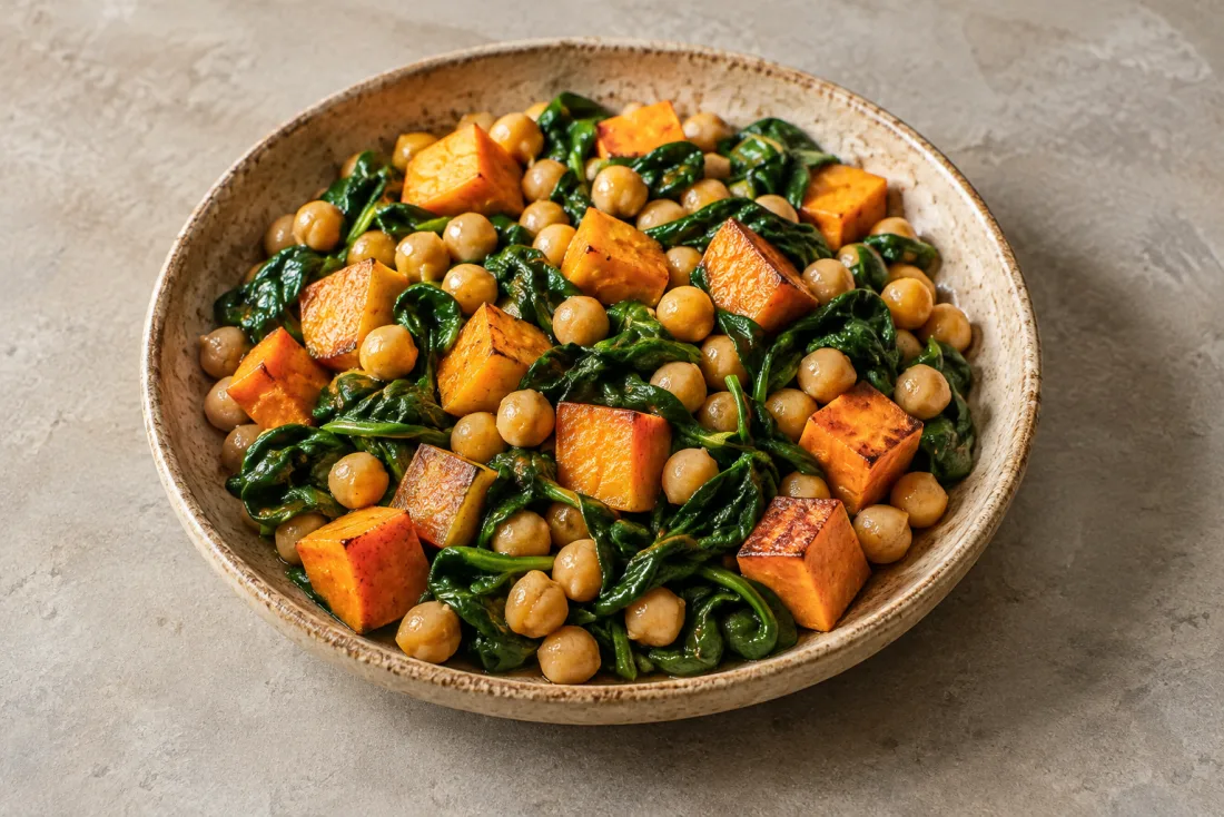 Warm chickpea & sweet potato salad — serving suggestion