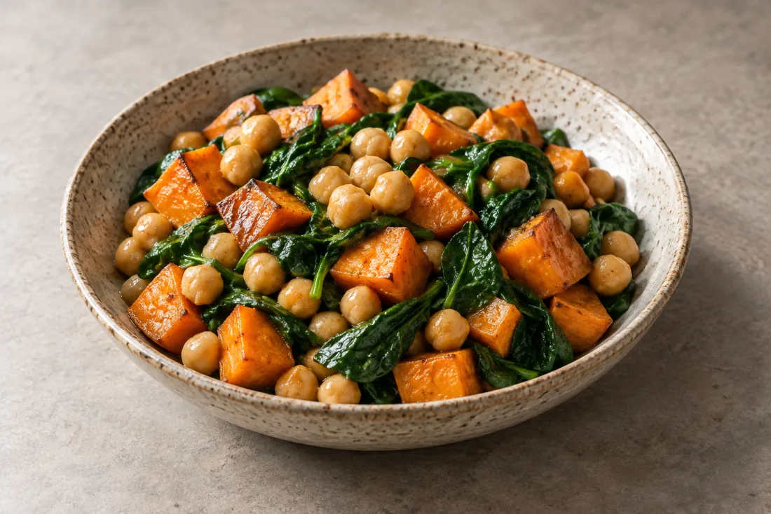 Warm chickpea & sweet potato salad — serving suggestion