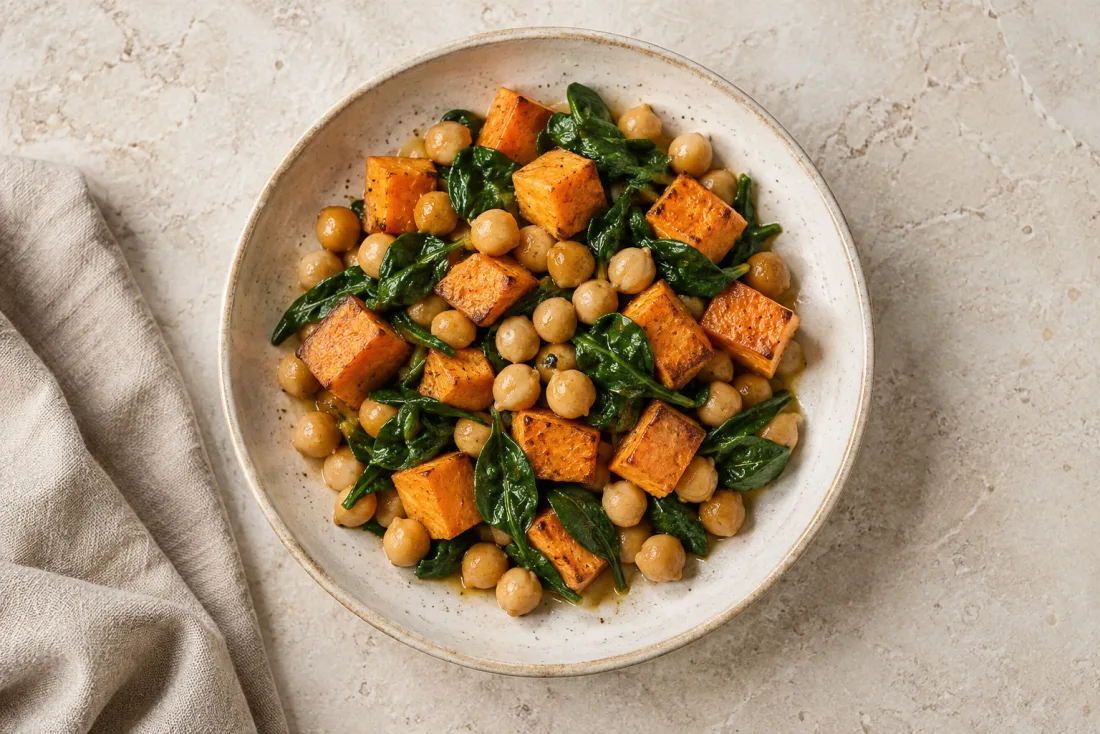 Tofu & cooked greens — serving suggestion